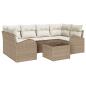 Preview: ARDEBO.de - 7-teiliges Garten Sofa Set mit Kissen Beige Poly Rattan