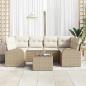 Preview: 7-teiliges Garten Sofa Set mit Kissen Beige Poly Rattan