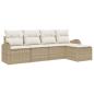 Preview: 5-teilige Garten Sofa Set mit Kissen Beige Poly Rattan