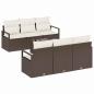 Preview: 7-teiliges Garten-Sofa-Set mit Kissen in Braun aus Poly-Rattan