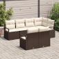 Preview: 7-teiliges Garten Sofa Set mit Kissen Braun Poly Rattan