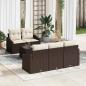 Preview: ARDEBO.de - 6-teiliges Garten-Sofa-Set mit Kissen Braun Poly-Rattan