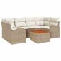 Preview: ARDEBO.de - 7-teiliges Garten-Sofa-Set mit Kissen Beige Poly Rattan Akazie