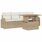 Preview: 5-teiliges Garten Sofa Set mit Kissen Beige Poly Rattan