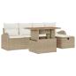 Preview: 6-teiliges Garten Sofa Set mit Kissen Beige Poly Rattan