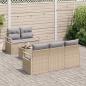 Preview: 6-teiliges Garten Sofa Set mit Kissen Beige Poly Rattan