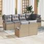Preview: ARDEBO.de - 7 Teile Garten Sofaset mit Kissen Beige Poly Rattan