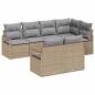 Preview: 7 Teile Garten Sofaset mit Kissen Beige Poly Rattan