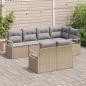 Preview: 7 Teile Garten Sofaset mit Kissen Beige Poly Rattan