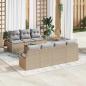 Preview: ARDEBO.de - 8-teiliges Garten-Sofa-Set mit Kissen Beige Poly Rattan Akazie