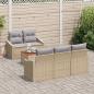 Preview: ARDEBO.de - 6-teiliges Garten-Sofa-Set mit Kissen Beige Poly Rattan Akazie
