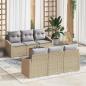 Preview: ARDEBO.de - Gartensofa-set 7 stk. Beige und Hellgrau Poly-Rattan