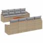 Preview: 7-teiliges Garten Sofa Set mit Kissen Beige Poly Rattan Akazie
