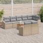 Preview: 9-teiliges Garten Sofa Set mit Kissen Beige Poly Rattan Akazie