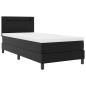 Preview: Boxspringbett mit Matratze ? Schwarzes Einzelbett aus Kunstleder
