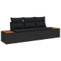 Preview: ARDEBO.de - 3-teiliges Garten Sofa Set mit Kissen Schwarz Poly Rattan Akazie