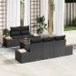 Preview: ARDEBO.de - 6-Teiliges Garten Sofa Set mit Kissen Schwarz Poly Rattan Akazie