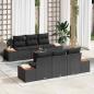 Preview: ARDEBO.de - 7-teiliges Garten-Sofa-Set mit Kissen Schwarz Poly-Rattan Akazie