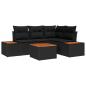 Preview: ARDEBO.de - 5-teiliges Garten-Sofa-Set mit Kissen Schwarz Poly-Rattan Akazie