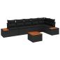 Preview: ARDEBO.de - 7-teiliges Garten Sofaset mit Kissen in Schwarz Poly Rattan Akazie