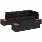 Preview: 7-teiliges Garten-Sofa-Set mit Kissen Schwarz Poly-Rattan Akazie
