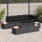 Preview: 7-teiliges Garten-Sofa-Set mit Kissen Schwarz Poly-Rattan Akazie