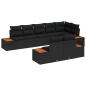 Preview: ARDEBO.de - 8-teiliges Garten Sofa Set mit Kissen Schwarz Poly-Rattan Akazie