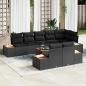 Preview: ARDEBO.de - 9-teiliges Garten-Sofa-Set mit Kissen Schwarz Poly-Rattan Akazie
