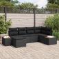 Preview: ARDEBO.de - 6-teiliges Garten Sofa Set mit Kissen Schwarz Poly Rattan Akazie