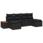 Preview: ARDEBO.de - 6-teiliges Garten-Sofa-Set mit Kissen Schwarz Poly-Rattan Akazie
