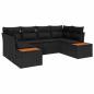 Preview: ARDEBO.de - 6-teiliges Garten-Sofaset mit Kissen Schwarz Poly-Rattan Akazie