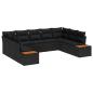 Preview: ARDEBO.de - 9-teiliges Garten-Sofa-Set mit Kissen Schwarz Poly-Rattan Akazie