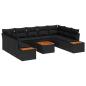 Preview: ARDEBO.de - 10-teiliges Garten-Sofa-Set mit Kissen Schwarz Poly-Rattan Akazie
