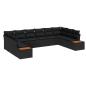 Preview: ARDEBO.de - 10-teiliges Garten-Sofa-Set mit Kissen Schwarz Poly-Rattan Akazie