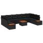Preview: ARDEBO.de - 11-teiliges Garten Sofa Set mit Kissen Schwarz Poly Rattan Akazie