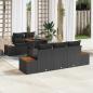 Preview: ARDEBO.de - 6-teilige Garten-Essgruppe mit Kissen Schwarz Poly Rattan Akazie