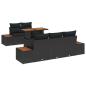 Preview: 6-teilige Garten-Essgruppe mit Kissen Schwarz Poly Rattan Akazie
