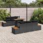 Preview: 7-teiliges Garten Esstisch Set mit Kissen Schwarz Poly Rattan Akazie