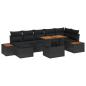 Preview: ARDEBO.de - 8-teiliges Garten Esszimmer Set mit Kissen Schwarz Poly Rattan Akazie