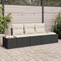 Preview: ARDEBO.de - 3-teiliges Garten-Sofa-Set mit Kissen Schwarz Poly-Rattan Akazie