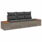 Preview: 3-teilige Garten-Sofa-Set mit Kissen Grau Poly-Rattan Akazie