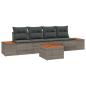 Preview: 5-teiliges Gartensofa-Set mit Kissen Grau Poly Rattan Akazie