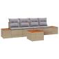 Preview: 5-teiliges Garten-Sofa-Set mit Kissen Beige Poly Rattan Akazie
