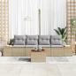 Preview: 5-teiliges Garten-Sofa-Set mit Kissen Beige Poly Rattan Akazie