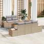 Preview: ARDEBO.de - 6-teilige Garten Sofaset mit Kissen Beige Poly Rattan Akazie
