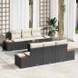 Preview: ARDEBO.de - 7-teiliges Garten Sofa Set mit Kissen schwarzes Poly Rattan Akazie