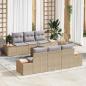 Preview: ARDEBO.de - 7-teiliges Garten Sofa Set mit Kissen Beige Poly Rattan Akazie