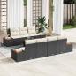 Preview: ARDEBO.de - 8-teiliges Garten Sofa Set mit Kissen Schwarz Poly Rattan Akazie