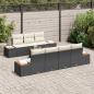 Preview: 8-teiliges Garten Sofa Set mit Kissen Schwarz Poly Rattan Akazie