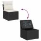 Preview: 8-teiliges Garten Sofa Set mit Kissen Schwarz Poly Rattan Akazie
